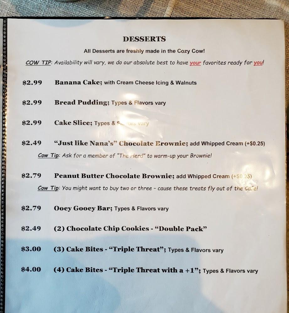 The Cozy Cow Menu image 3